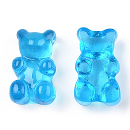 Honeyhandy Translucent Resin Cabochons, Bear, Deep Sky Blue, 18.5x11x7mm