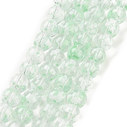 Baking Painted Transparent Glass Bead Strands, Round, Dark Sea Green, 8mm, Hole: 1.2mm, about 102pcs/strand, 30.24''(76.8cm)