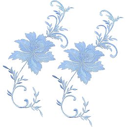 GORGECRAFT 2PCS Large Peony Flowers Embroidered Iron On Patch Embroidered Garment Appliques Patches DIY Floral Accessory for Wedding Prom Dress Clothes Sewing Craft Decoration(Blue)