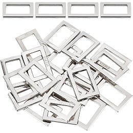 GORGECRAFT 1 Box 20PCS Metal Flat Rectangle Rings Buckle 4/5"(20mm) Square Strap Webbing Belt Rings Rectangular Metal Loops Strap for Bag Belt Strap Heavy Duty, Silver