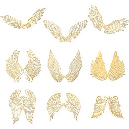 OLYCRAFT 9pcs Angle Wings Pattern Self Adhesive Stickers Metal Golden Sticker Resin Art Epoxy Stickers for DIY Crafts Scrapbooks Epoxy Decorations - 1.6x1.6 inch