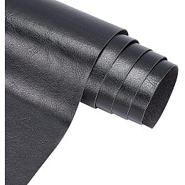 BENECREAT PU Leather (13"x 55") Black Leather Roll Solid Color Synthetic Faux Leather for Dressing Sewing Crafting - Black, 0.4mm Thick