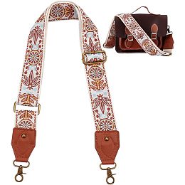 WADORN Adjustable Purse Strap, Wide Shoulder Strap Replacement 32.7~60.4 Inch Crossbody Strap Retro Ethnic Style Handbag Canvas Strap Bohemian Pattern Guitar Strap for Wallet Tote Bag, Beige