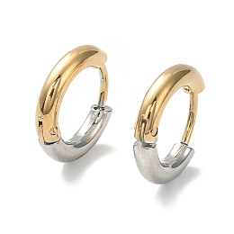 Honeyhandy Ion Plating(IP) Two Tone 304 Stainless Steel Huggie Hoop Earrings, with 316 Surgical Stainless Steel Pins for Women, Golden & Stainless Steel Color, 10 Gauge, 12x13.5x2.5mm