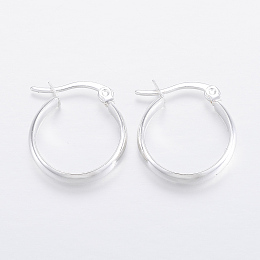 Honeyhandy 304 Stainless Steel Hoop Earrings, Hypoallergenic Earrings, Silver Color Plated, 21x18x4mm, Pin: 1x0.8mm