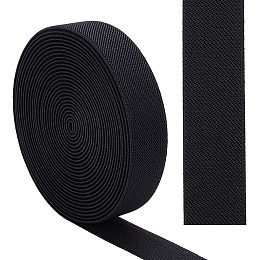 GORGECRAFT 5.5Yds 1" Wide Twill Woven Elastic Band Black Polyester Elastic Bands Flat Double-Side Knit High Elasticity Band Elastic Spool Heavy Stretch Strap Knitting for Sewing Crafts Waistband