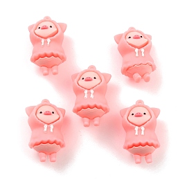 Honeyhandy PVC Pendants, for DIY Keychain Making, Pig with Raincoats, Pink, 46x28x26mm, Hole: 2.5mm