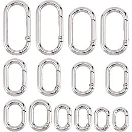 BENECREAT 14Pcs 7 Sizes Zinc Alloy Oval Carabiner, Spring Key Clasps Hooks Clip DIY Accessories for Key Chains, Bag, Purse and Handbag