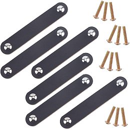 GORGECRAFT 6Pcs Leather Drawer Pull 5.5" Leather Cabinet Handle Pulls Knob with Screws for Closet Cabinet Wardrobe Door Handle, Black