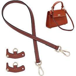 WADORN Cowhide Leather Purse Strap with Connectors Buckle, 25.2 Inch Leather Shoulder Bag Strap Replacement Handbag Conversion Kit for Mini Genuine Leather Bag Strap DIY Bag Making, Brown 2