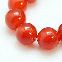 Honeyhandy Natural Carnelian Beads Strands, Grade A, Dyed, Round, 10mm, Hole: 1mm, 19pcs/strand, 8 inch