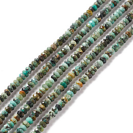 Honeyhandy Natural African Turquoise(Jasper) Beads Strands, Faceted, Rondelle, 3x2mm, Hole: 0.6mm, about 191pcs/strand, 15.55 inch(39.5cm)