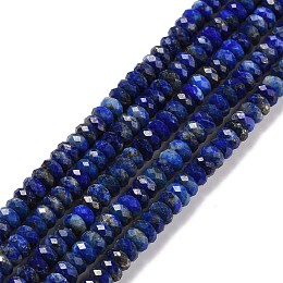 Honeyhandy Natural Lapis Lazuli Bead Strands, Faceted, Rondelle, 4x2mm, Hole: 0.7mm, about 157pcs/strand, 15.55 inch(39.5cm)