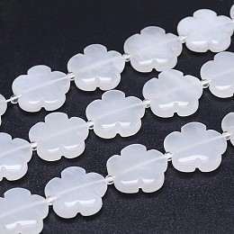 Honeyhandy Natural White Jade Flower Bead Strands, 15x5mm, Hole: 1mm, about 27pcs/strand, 15.7 inch