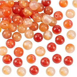 OLYCRAFT 62Pcs Natural Red Agate Beads Strands 6mm Grade A Natural Stone Beads Crystal Energy Stone Round Orange Red Beads for Jewelry Making DIY