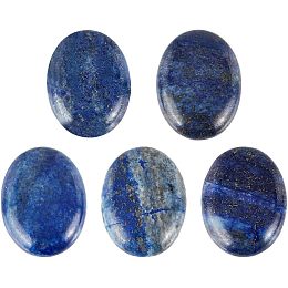 PandaHall Elite 5PCS Natural Lapis Lazuli Cabochon Stone Tiles Flat Back Cabochons Oval Gemstones Beads for Embellishments Earring Necklace Bracelet Jewelry Making, 1.18x1.57x0.33inch/3x4x8.5cm