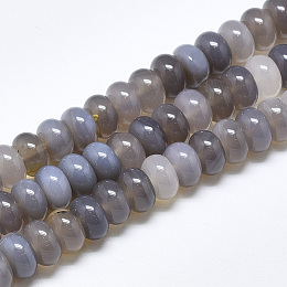 Honeyhandy Natural Grey Agate Beads Strands, Rondelle, 10x6mm, Hole: 1mm, about 67pcs/strand, 15.3 inch