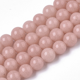 Honeyhandy Synthetic Luminous Stone Beads Strands, Round, Salmon, 8x8mm, Hole: 1mm, about 47~49pcs/strand, 14.17 inch~14.69 inch