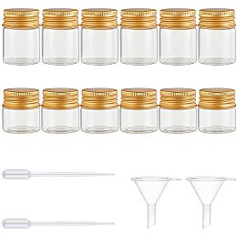 BENECREAT 14 Packs 0.34oz/0.5oz Glass Sample Bottles Vials Mini Glass Essential Oils Bottles with 2pcs Funnels and 2pcs Transfer Pipettes for Perfume, Small Items