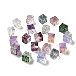 Transparent Glass Beads, Gradient Color, Square, Mixed Color, 10x11x11mm, Hole: 1.5mm