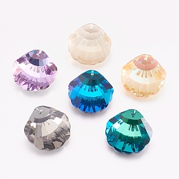 Honeyhandy K9 Glass Rhinestone Pendants, Imitation Austrian Crystal, Faceted, Shell, Mixed Color, 16x16x7.5mm, Hole: 1.6mm