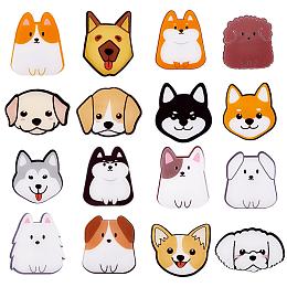 16 Pieces Acrylic Dog Brooch Pins Set, Cute Cartoon Puppy Badges Label Pins Cute Cartoon Animal Badges Pins Creative Backpack Pins Jewelry for Jackets Clothes Hats Decorations, Mixed Color, 36~41.5x25.5~33.5mm, 1Pc/style