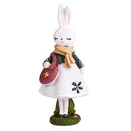 Arricraft Resin Standing Rabbit Statue Bunny Sculpture Tabletop Rabbit Figurine for Lawn Garden Table Home Decoration ( White ), White, 66x140mm