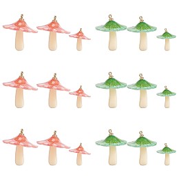 Honeyhandy 12Pcs Mushroom Charm Pendant Acrylic Mushroom Charm Colorful with Jump Ring for Jewelry Necklace Bracelet Earring Making Crafts, Mixed Color, 23x22mm