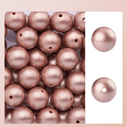 Honeyhandy 50Pcs Silicone Beads Round Rubber Beads 15MM Loose Spacer Beads for DIY Supplies Jewelry Keychain Making (Rose Gold), Rosy Brown, 15mm, Hole: 1.8mm