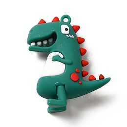 Honeyhandy Dinosaur Shape PVC Pendants, Teal, 54x43.5x20mm, Hole: 3mm