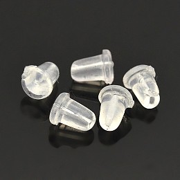 Honeyhandy Clear Plastic Ear Nuts, Earring Backs, 4x6mm, Hole: 0.5mm, about 9000pcs/bag