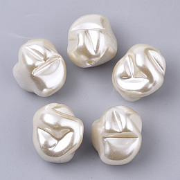 Honeyhandy ABS Plastic Imitation Pearl Beads, Nuggets, Floral White, 22.5x20.5mm, Hole: 1.5mm, about 130pcs/500g