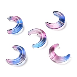 Gradient Handmade Lampwork Beads, Moon, Blue, 16.5x13x5.5mm, Hole: 1mm