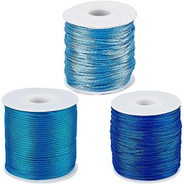 SUPERFINDINGS 3 Colors Total 153 Yards Nylon Thread 1.5mm Blue Rattail Satin Cord Silk Trim Cord Chinese Knot Thread for Jewelry Making