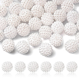 Honeyhandy Imitation Pearl Acrylic Beads, Berry Beads, Combined Beads, Round, White, 12mm, Hole: 1mm