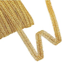 FINGERINSPIRE 20 Yards Trish Sequin Metallic Braid Trim Gold Sequins Lace Ribbon 0.7" Decorated Gimp Trim for Christmas Holiday Decoration Wedding DIY Clothes Accessories Jewelry Crafts Sewing