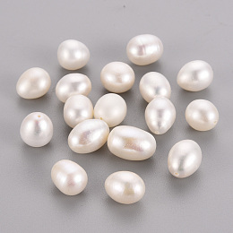 Honeyhandy Grade AA Natural Cultured Freshwater Pearl Half Drilled Beads, Rice, Floral White, 8~11x8~9mm, Half Hole: 0.8mm