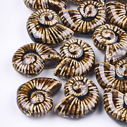 Honeyhandy Handmade Porcelain Beads, Fancy Antique Glazed Porcelain, Sea Snail, Peru, 39~40x30~31x16.5~18mm, Hole: 2.5~3.5mm