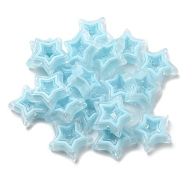 Honeyhandy Acrylic Beads, Bead in Bead, Star, Pale Turquoise, 21.5x22x6mm, Hole: 3mm, about 280pcs/500g