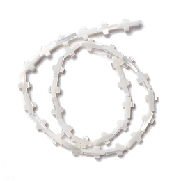 Honeyhandy Natural Trochid Shell/Trochus Shell Beads, Cross, White, 12.5x7x2.5~3mm, Hole: 0.8mm, about 31pcs/strand, 15.26 inch(38.75cm)