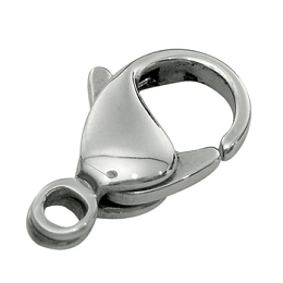 Honeyhandy 316 Surgical Stainless Steel Lobster Claw Clasps, Stainless Steel Color, 12x8mm, Hole: 1mm