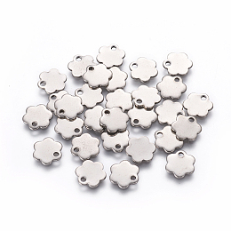 Honeyhandy 201 Stainless Steel Charms, Flower, Stainless Steel Color, 10x10x1mm, Hole: 1.6mm