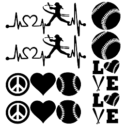 GORGECRAFT 8 Sheets Tennis Car Stickers Black Laser Reflective Car Sticker Heartbeat Love & Word Human Pattern for Suv Truck Motorcycle Doors Walls Laptop