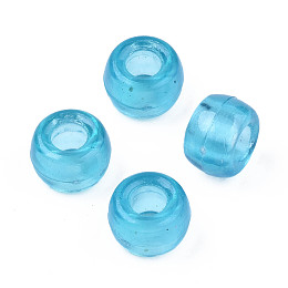 Honeyhandy Transparent Plastic Beads, Barrel, Turquoise, 9x6.5mm, Hole: 3.5mm, about 1850pcs/500g