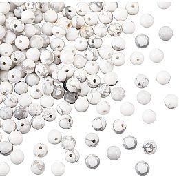 OLYCRAFT 164 Pcs Natural Howlite Beads White 4mm Round Gemstone Loose Energy Stone Healing Beads Spacer Beads for Bracelet Necklace Jewelry Making and DIY Craft