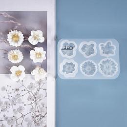 Honeyhandy DIY Flower Silicone Molds, for UV Resin & Epoxy Resin Jewelry Making, White, 84x56x11mm