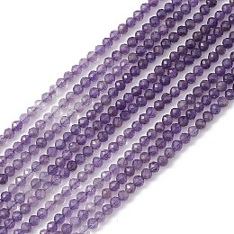 Honeyhandy Natural Amethyst Beads Strands, Faceted, Round, 3~3.5mm, Hole: 0.6mm, about 119pcs/strand, 15.28''(38.8cm)