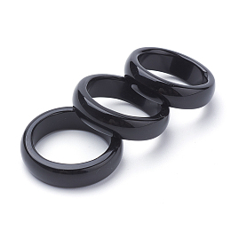 Honeyhandy Natural Agate Rings, Black, Size 8(18mm)