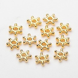 Honeyhandy ABS Electroplated Snowflake Plastic Spacer Beads, Golden, 7x2mm, Hole: 1.5mm