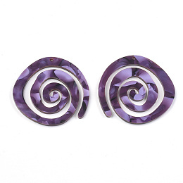 Honeyhandy Cellulose Acetate(Resin) Pendants, Vortex, Purple, 41.5x43.5x3mm, Hole: 1.4mm